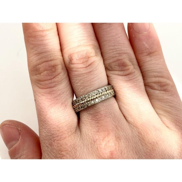 Wedding Band | Stackable Sterling Silver Vintage Double Row Ring - sz 8 - Picture 8 of 9